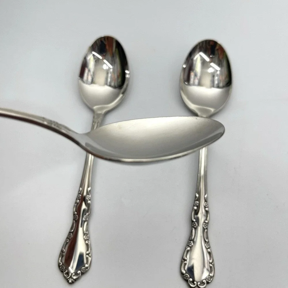 Oneida Mansion‎ Hall Stainless Soup Spoons Distinction Deluxe HH Flatware Set 3